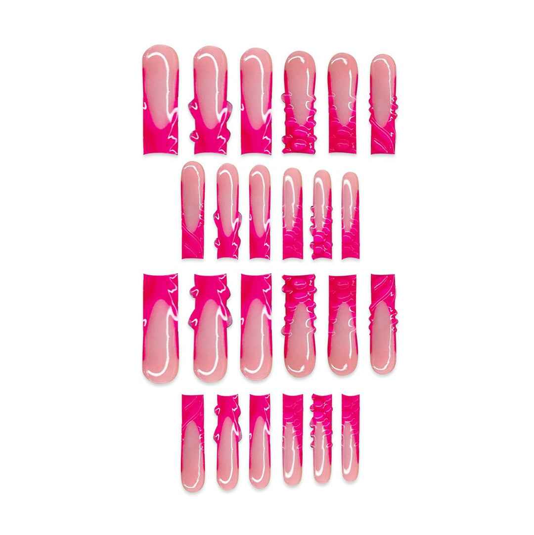 Artistic Long Press-On Nail Set with Unique Design Bowlift