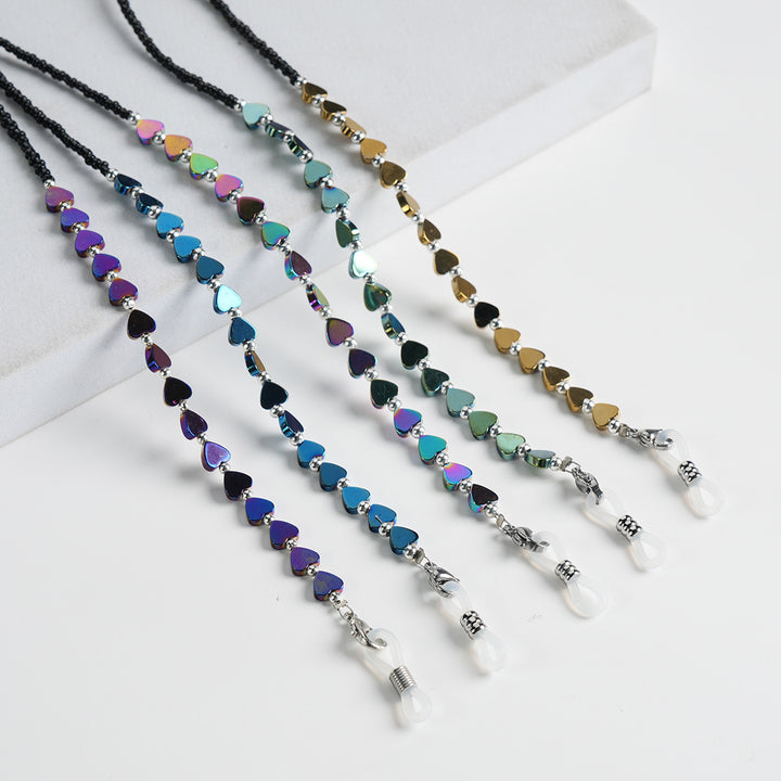 Heart-Shaped Beaded Eyewear Chain Bowlift
