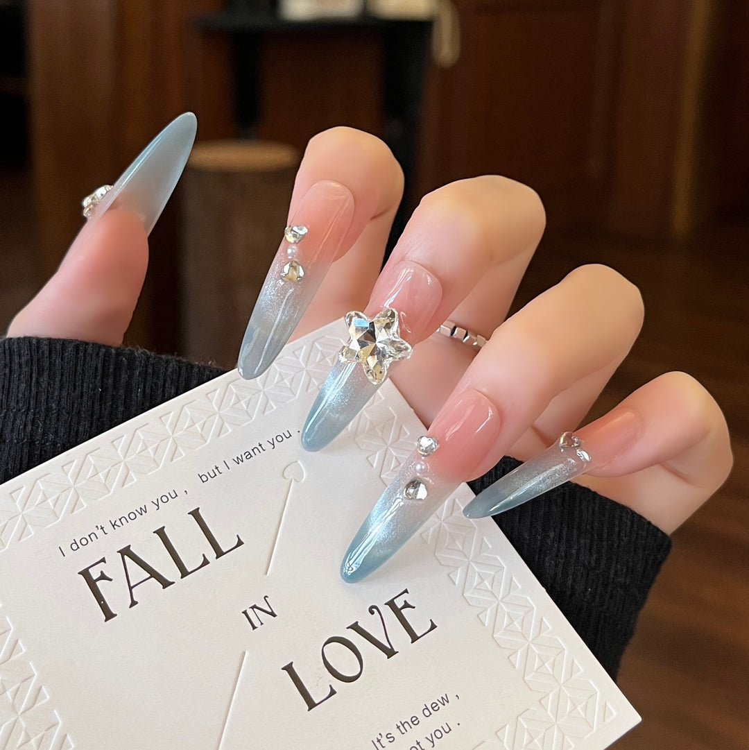 Decorative Crystal-Embellished Press-On Nail Extensions Bowlift