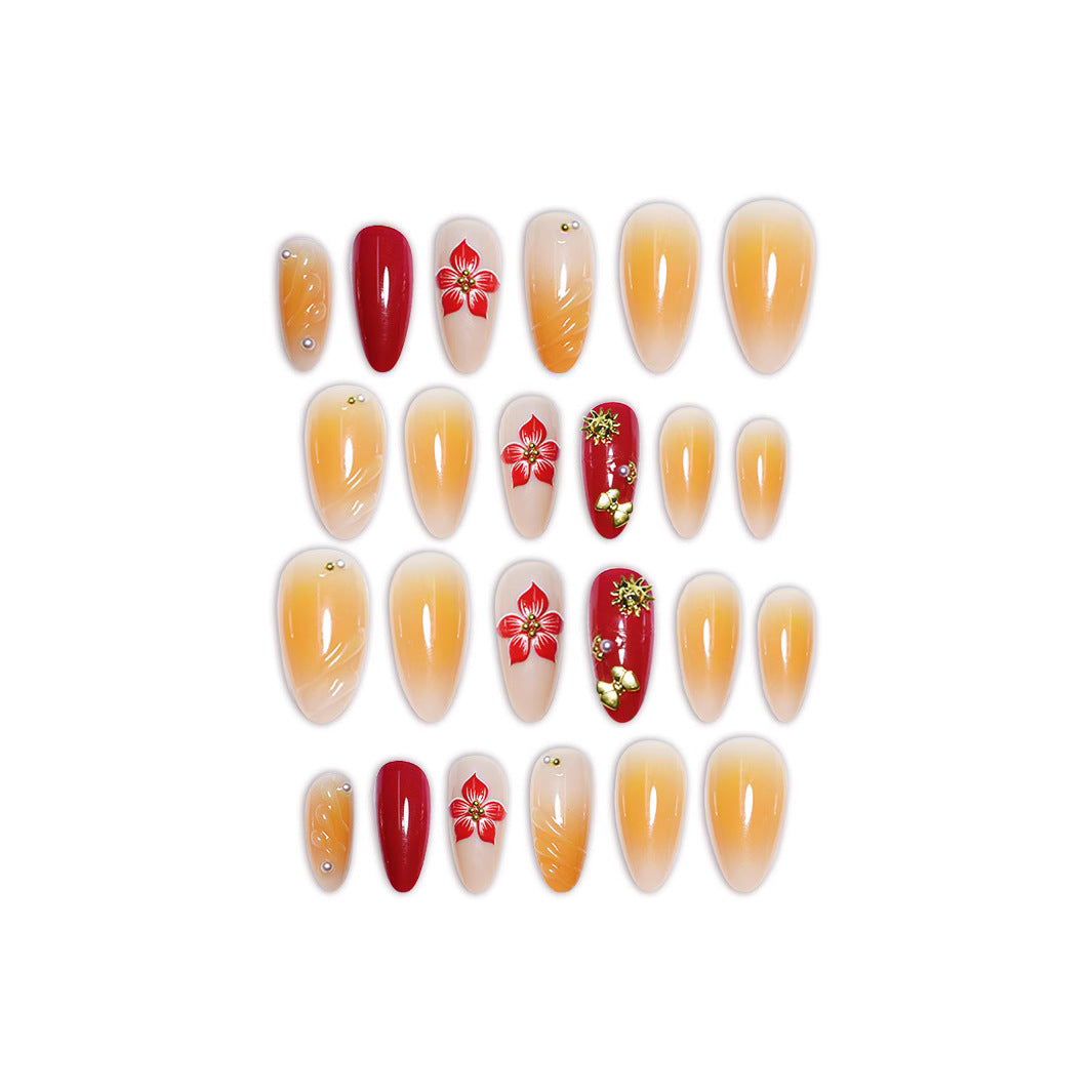Decorative Floral Press-On Nail Art Set Bowlift