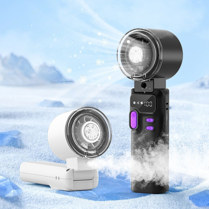 Cooling handheld digital display misting mini fan with adjustable tilt Bowlift