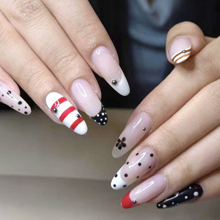 Artistic Stiletto Press-On Nail Set with Unique Patterns Bowlift