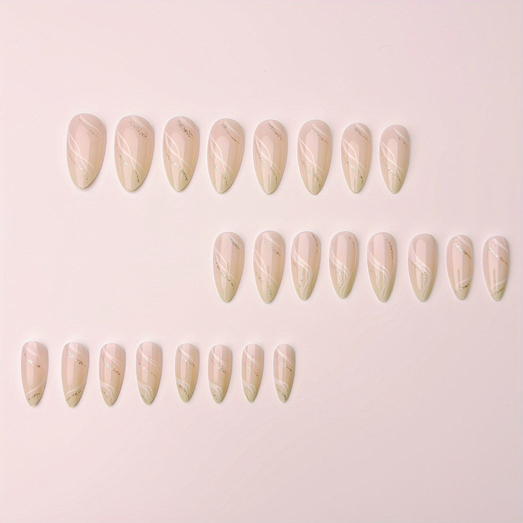 Elegant artificial nails with glitter accents Bowlift
