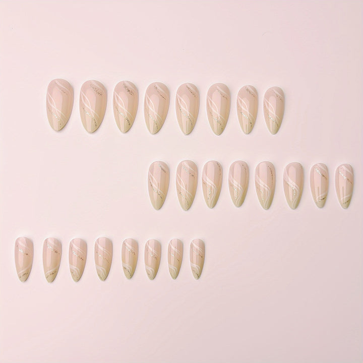 Elegant artificial nails with glitter accents Bowlift