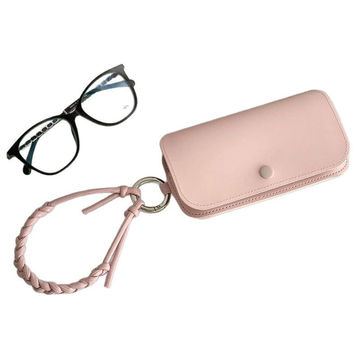 Leather Eyewear Pouch with Braided Strap & Snap Closure Bowlift