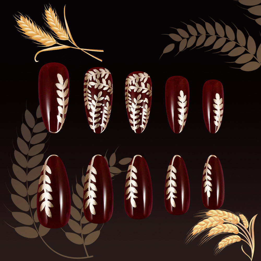 Elegant Botanical Press-On Nail Art Bowlift