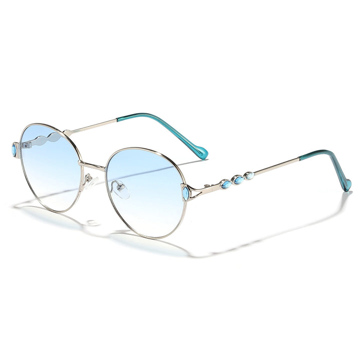 Women round sunglasses with elegant metal frame and mirrored lenses Bowlift