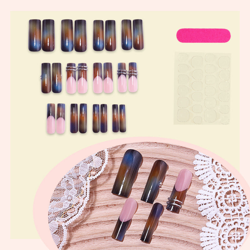 Artificial nail set with elegant gradient and decorative accents Bowlift