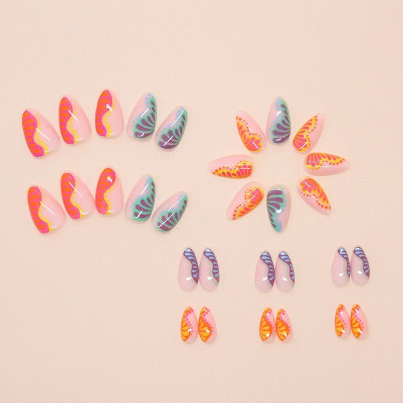 Art nail set with colorful gradient and creative designs Bowlift