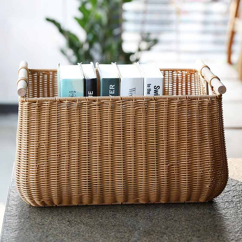 Large Handwoven Storage Basket with Ergonomic Handles Bowlift