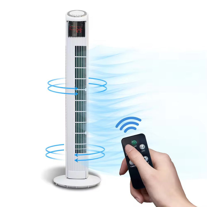 Cooling vertical oscillating tower fan with digital LED display and remote control Bowlift