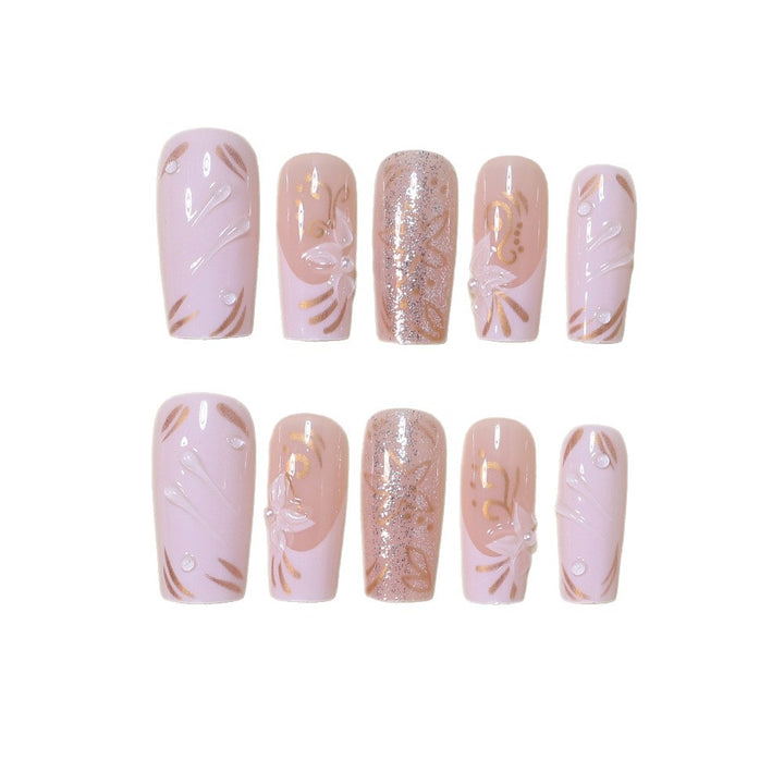 Decorative Long Press-On Nail Art Set Bowlift