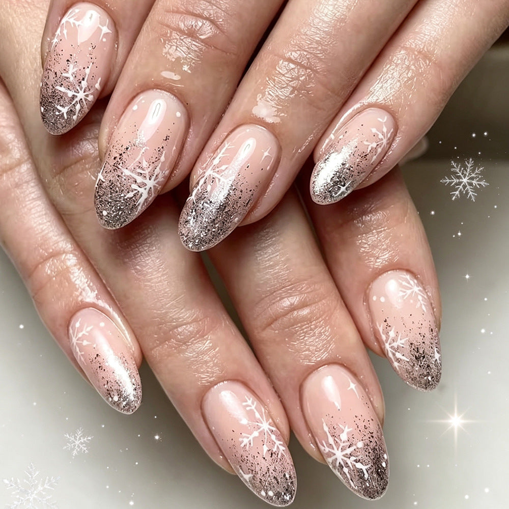 Snowflake Glitter Gel Nail Art Bowlift