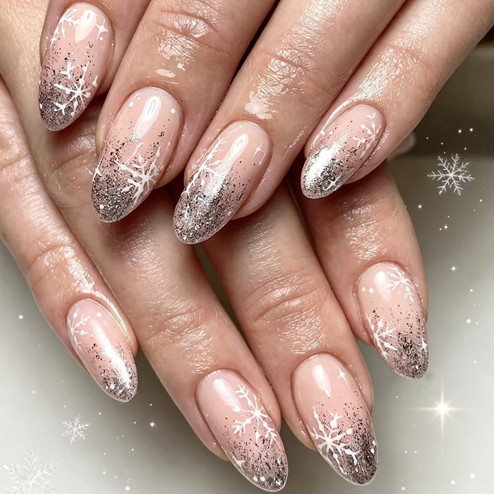 Snowflake Glitter Gel Nail Art Bowlift