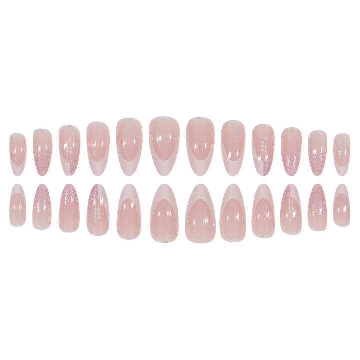 Elegant Stiletto Press-On Nails with Artistic French Tip Bowlift
