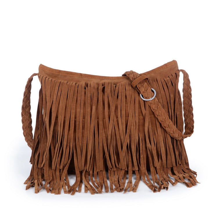 Stylish Fringe Suede Crossbody Bag Bowlift