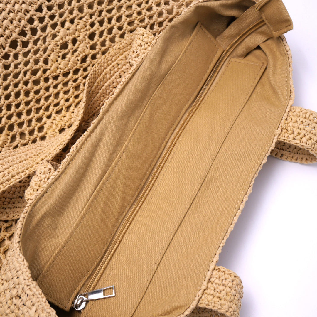 Large macrame bag with leather accents Bowlift