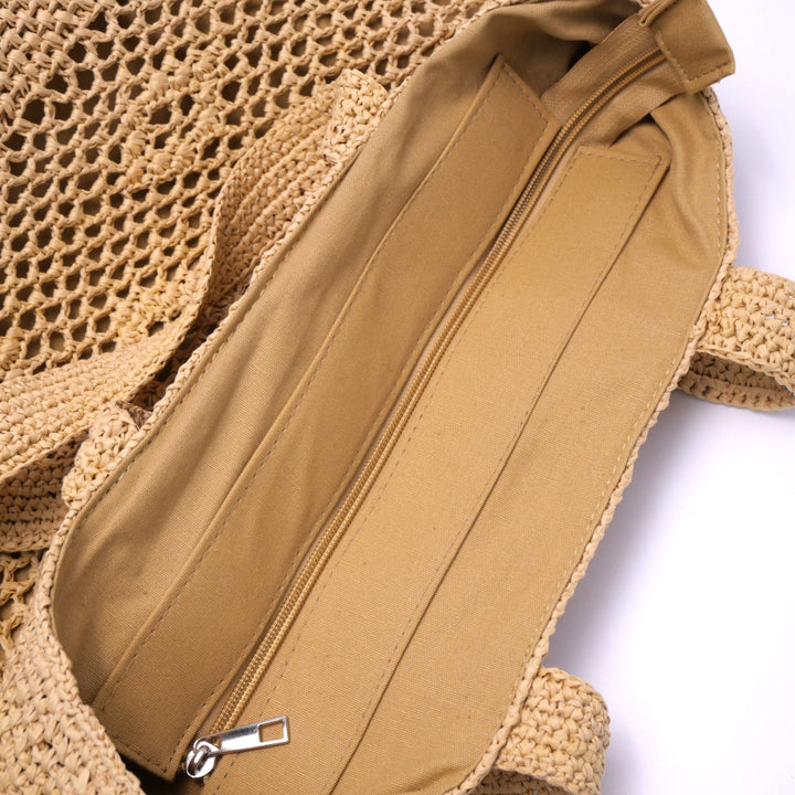 Large macrame bag with leather accents Bowlift