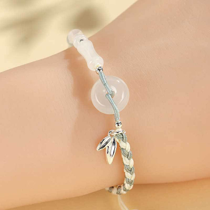 Adjustable Gemstone and Leaf Charm Bracelet Bowlift