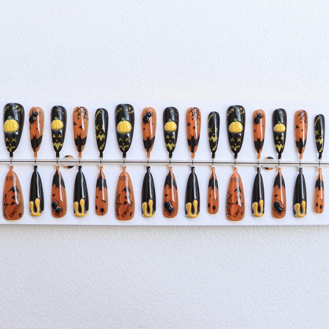 Thematic Halloween Press-On Nails Bowlift