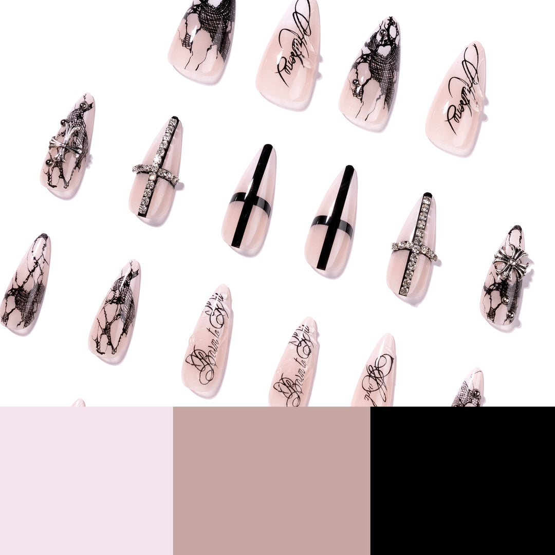 Artful stiletto nails with elegant embellishments Bowlift