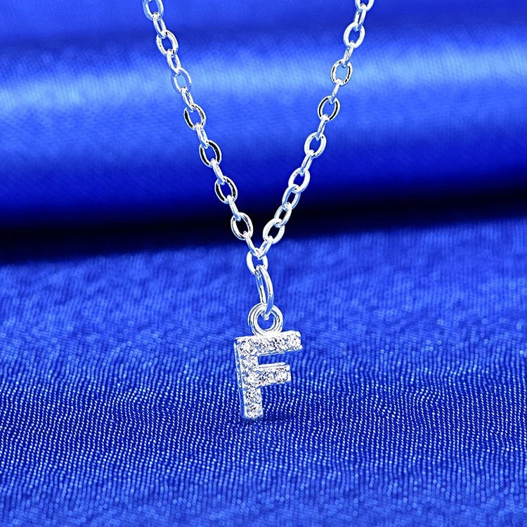 Dainty Pavé Cubic Zirconia Initial A Pendant Necklace Silver-Tone Chain Bowlift