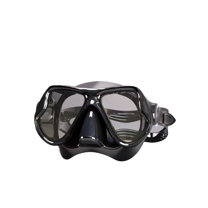 Diving mask with ergonomic design and a flexible snorkel Bowlift