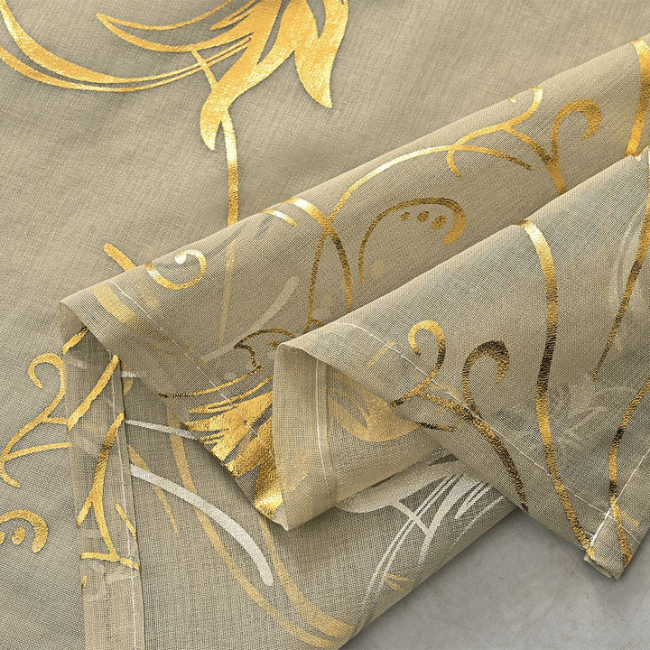 Artistic Floral Embroidered Sheer Curtain