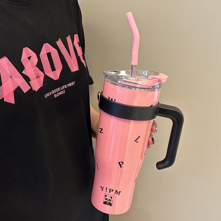Women's insulated drinking bottle with integrated straw and ergonomic handle Bowlift
