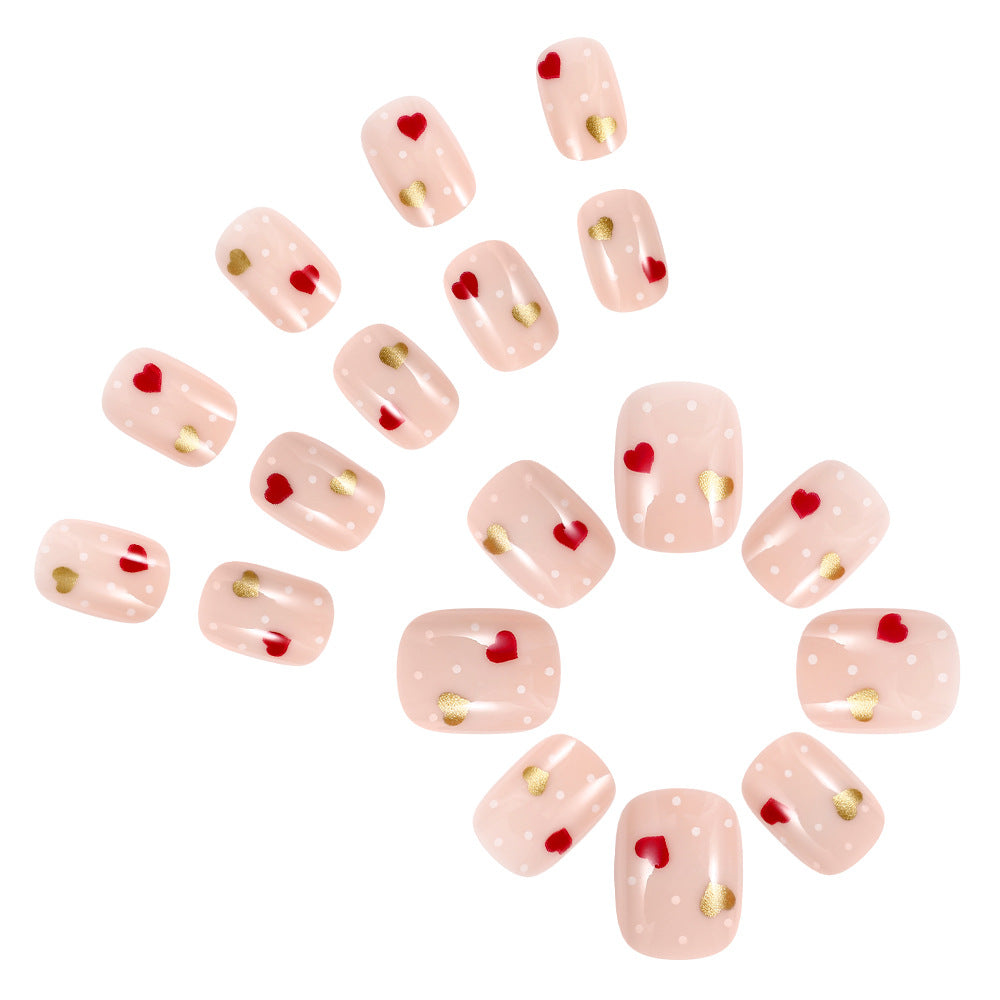 Romantic Heart-Embellished Press-On Nails Bowlift