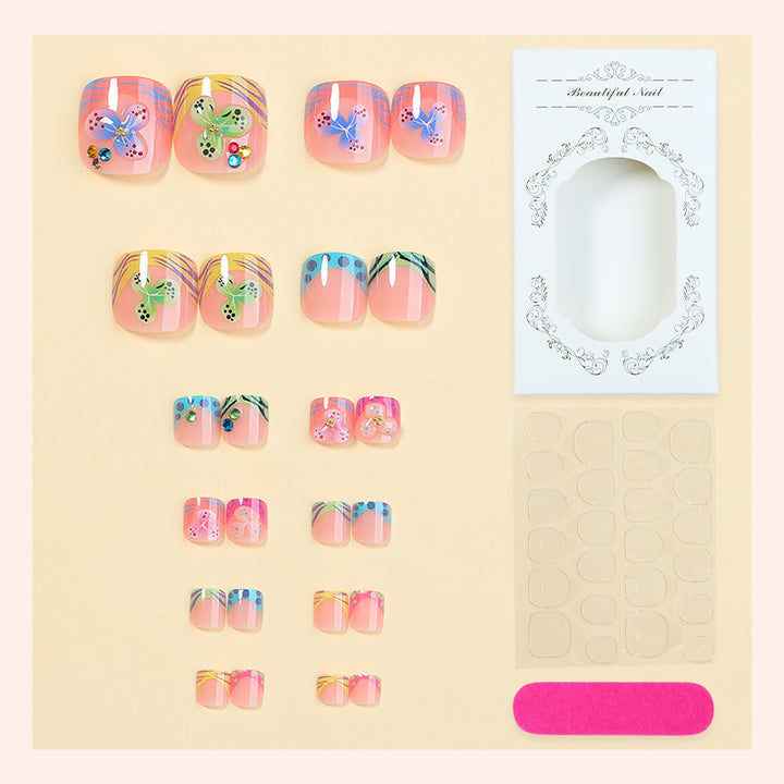 Decorative Press-On Nail Set with Elegant Butterfly Designs Bowlift