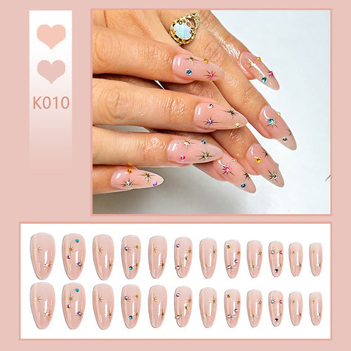 Trendy Artificial Nails with Star Motif Bowlift