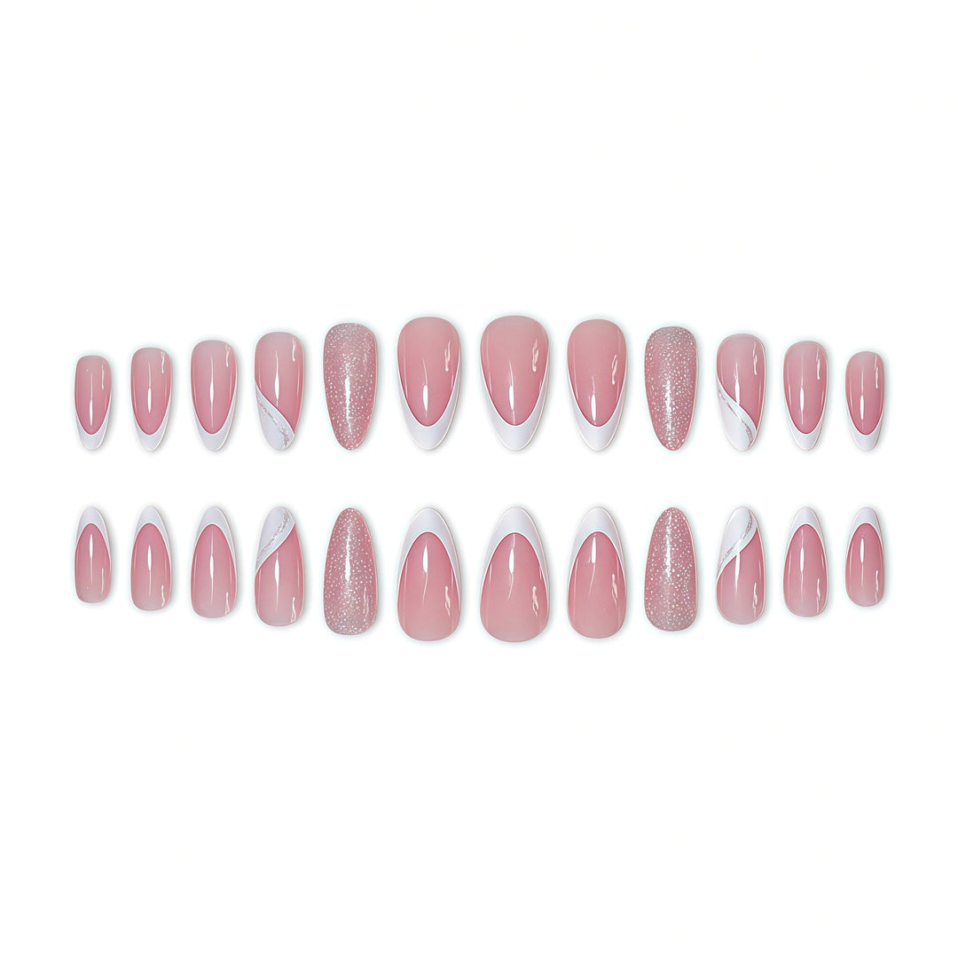Elegant Sparkling French Tip Nail Enhancements Bowlift
