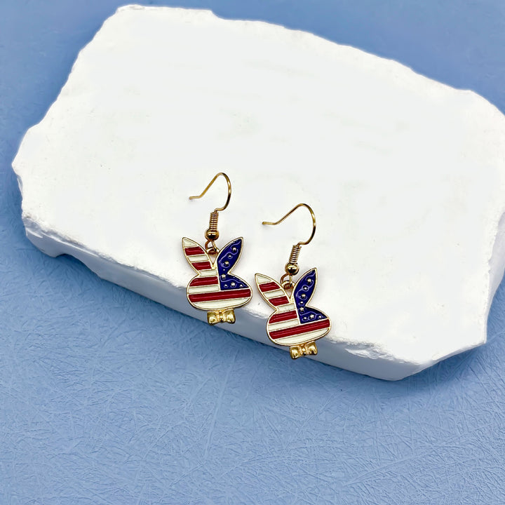 Women nan long layered tassel earrings made of mesh with stripe star pattern Bowlift