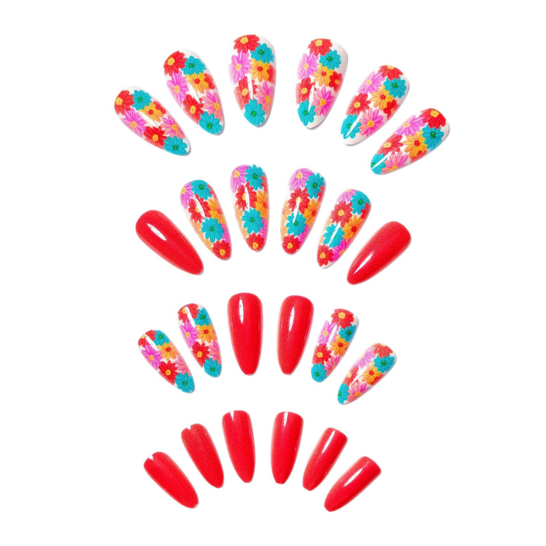 Artificial nails with Lively Flower Design Bowlift