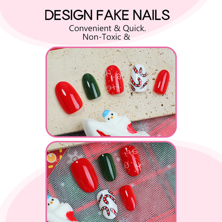 Artificial nail set with festive Christmas designs Bowlift
