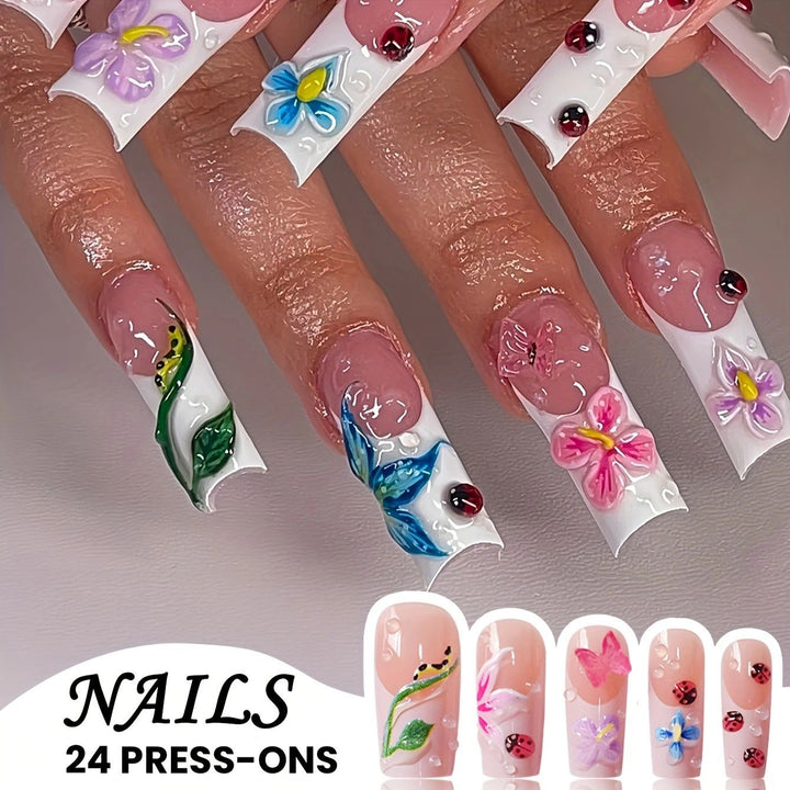 Floral Art Press-On Nails Bowlift