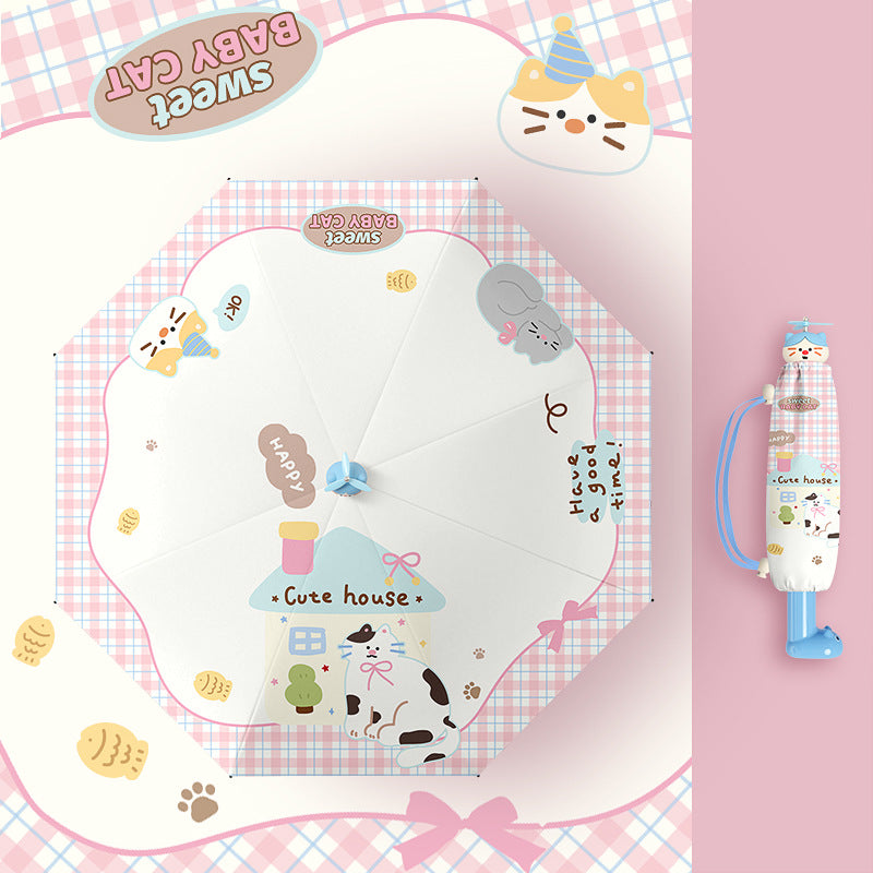 Women's Foldable Umbrella with Cute Animal Design Bowlift
