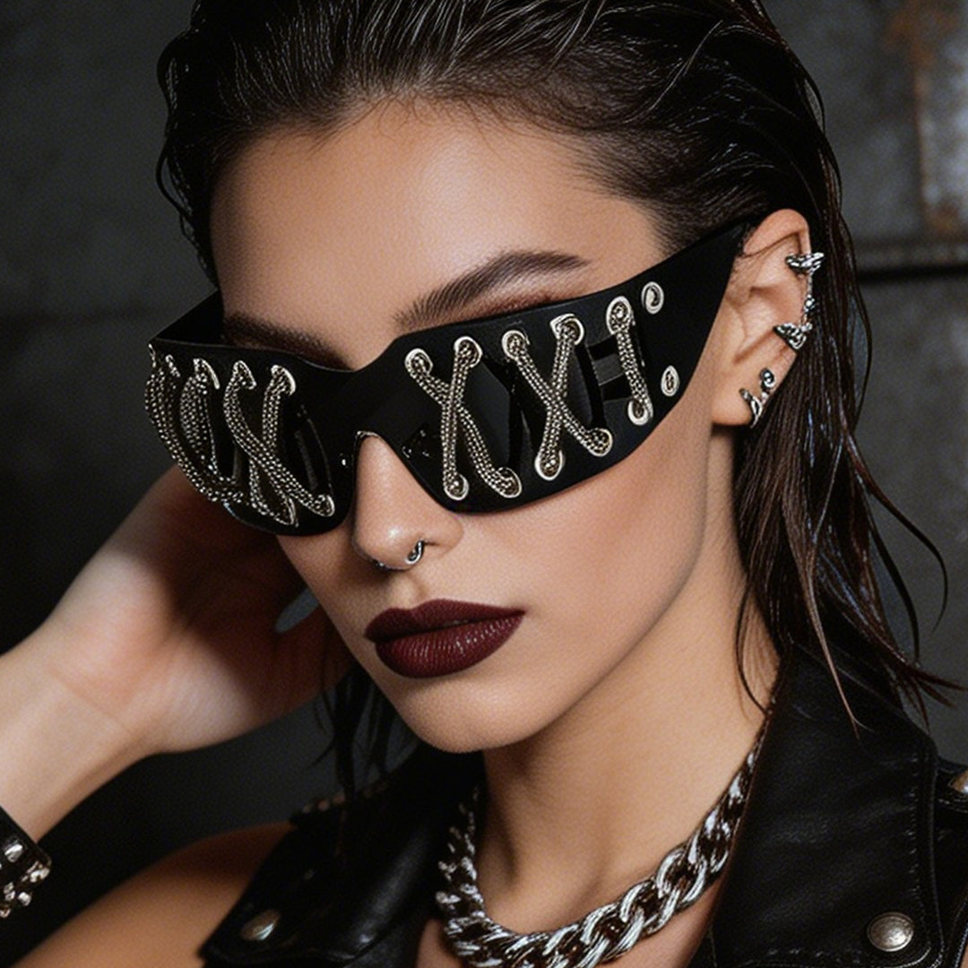Women futuristic design sunglasses with unique decor Bowlift