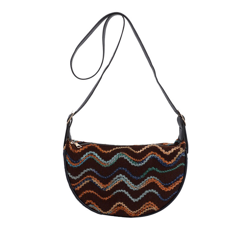 Vintage-Inspired Woven Crossbody Bag Bowlift