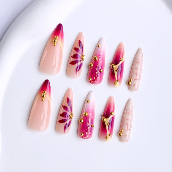 Exquisite Artificial Nails with Glamorous Accents Bowlift