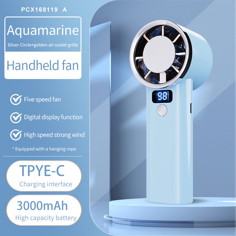Ladies portable hand fan with digital display and five speed settings Bowlift