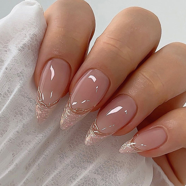 Elegant Almond-Shaped Press-On Nail Extensions Bowlift