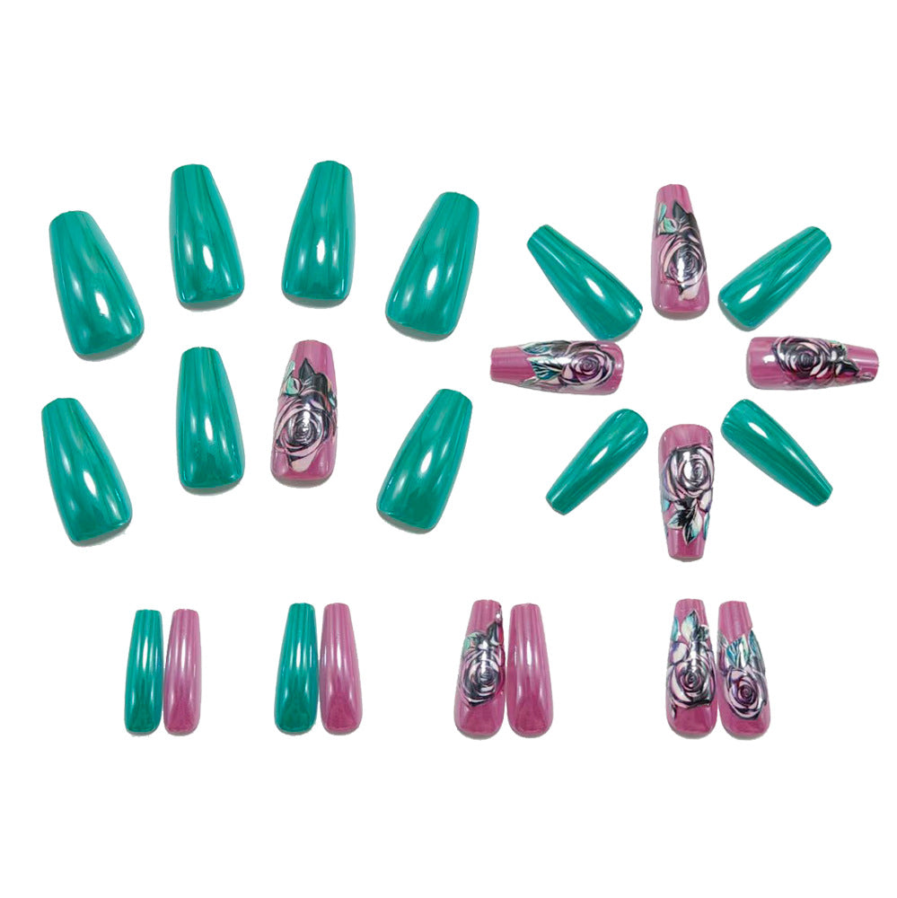 Artificial nails with elegant rose design Bowlift