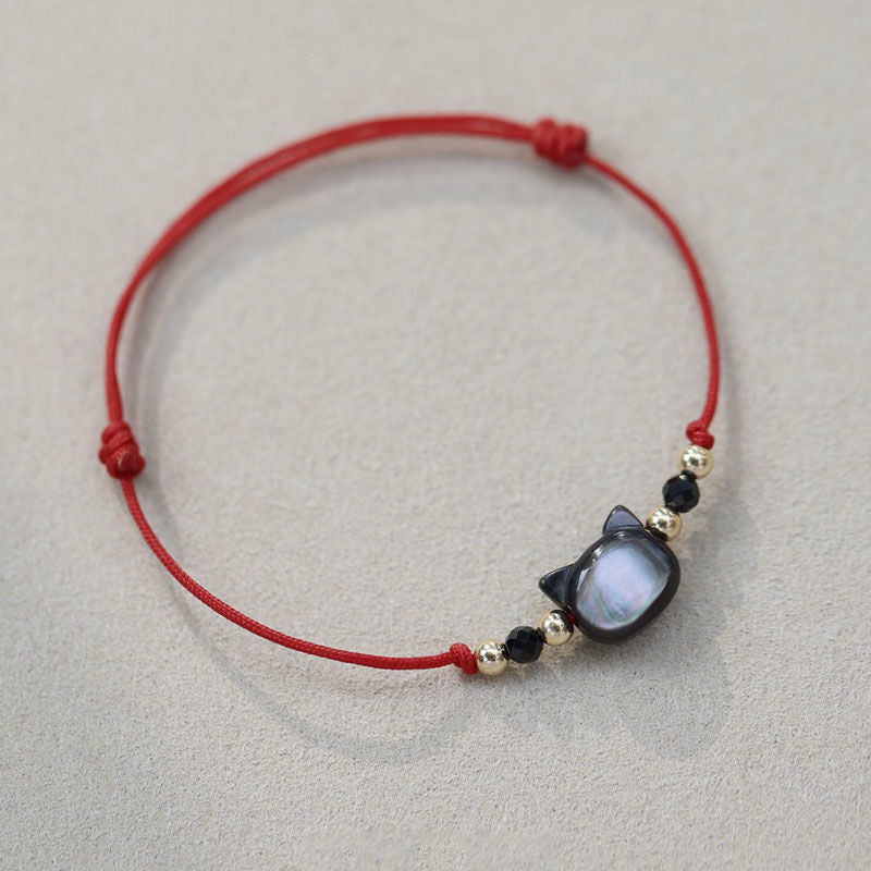 Adjustable Cat-Themed Charm Bracelet Bowlift