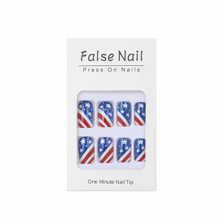 Artificial nails in patriotic stars and stripes design Bowlift