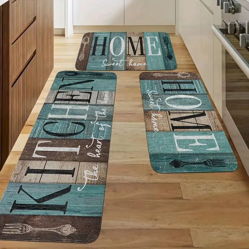 Anti-Fatigue Memory Foam Kitchen Runner and Square Mat Set with Non-Slip Backing Bowlift