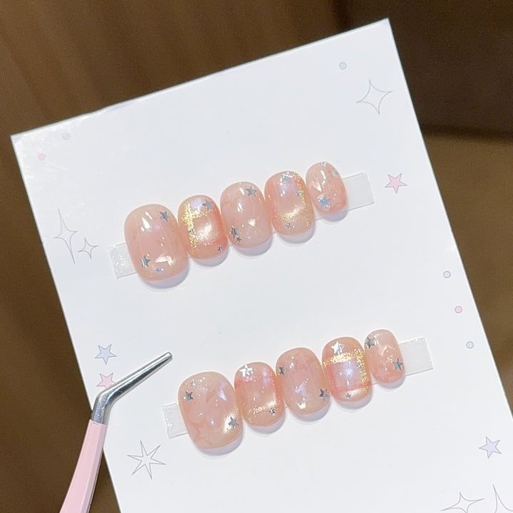 Glamorous artificial nail tips with star design Bowlift
