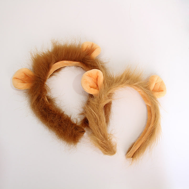 Plush Lion Mane Costume Headband with Furry Ears Bowlift