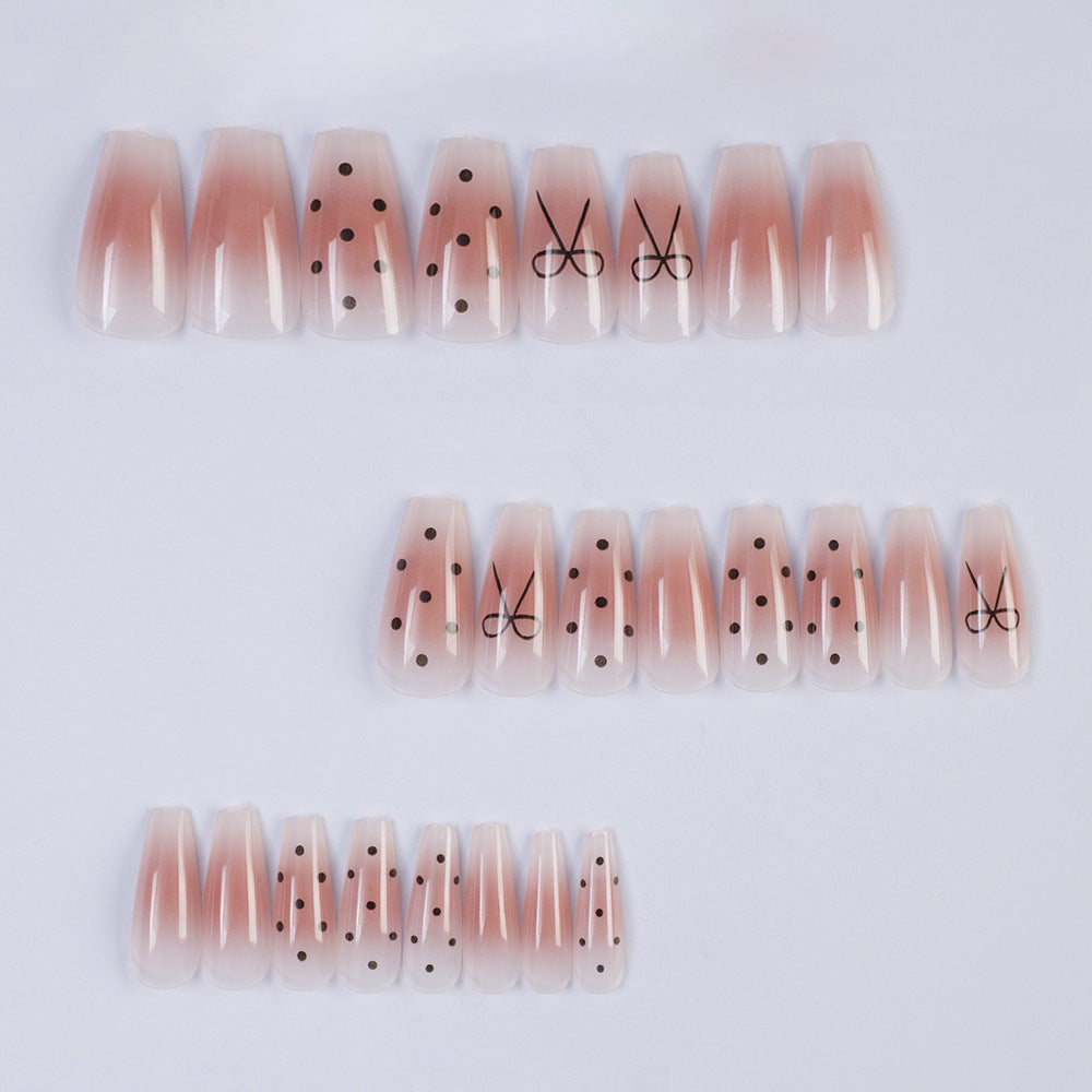 Artificial nails with modern dot design and elegant accents Bowlift